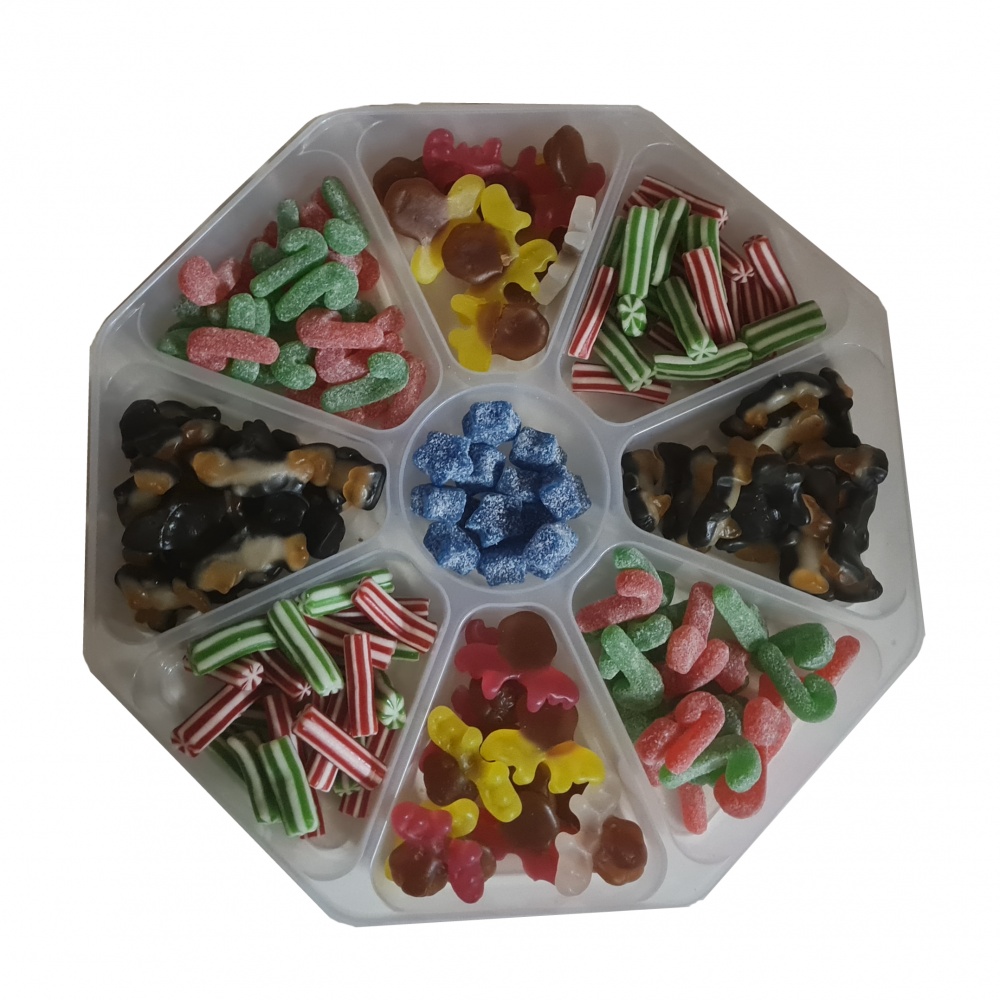 8 Section Nibbles Platter & Lid 800g Size - Fits 8 x 100g Pick & Mix  Sweets